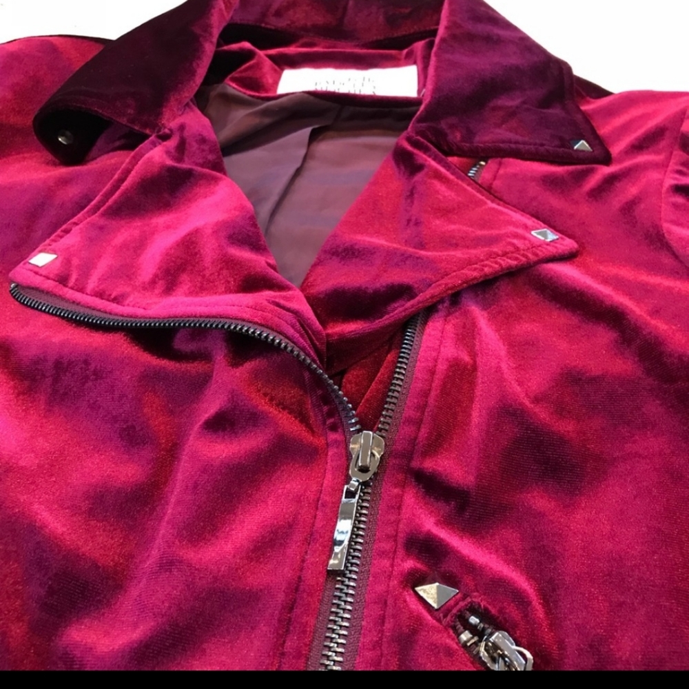 NWT Belle Badgley Mischka Burgundy Velvet Jacket M